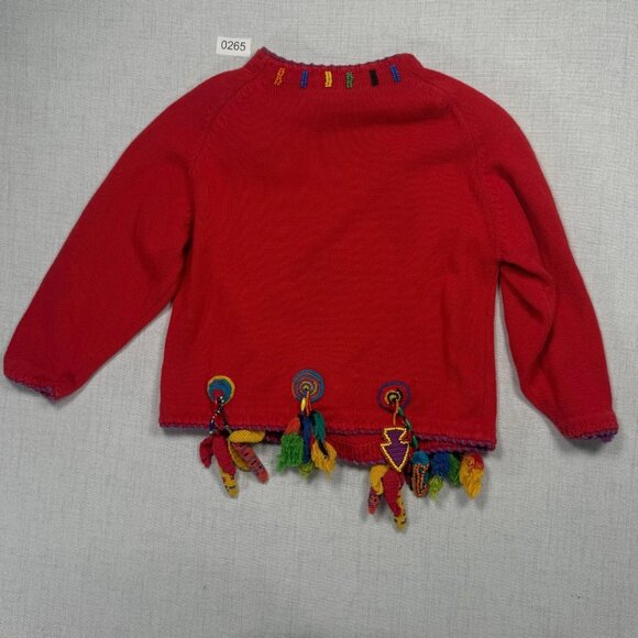 Vintage Michael Simons Embellished Beaded Sweater Red Tassel Knit Size Chest 39" - Picture 2 of 16